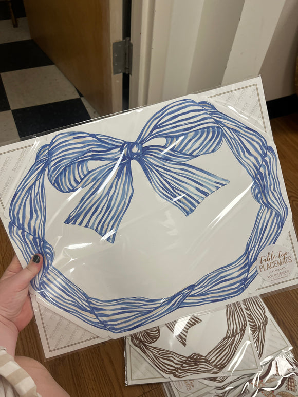 Blue Striped Bow Diecut Placemats