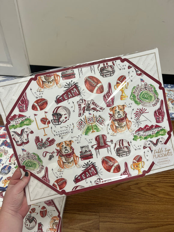 Football Maroon and Grey Bulldog Diecut Placemats