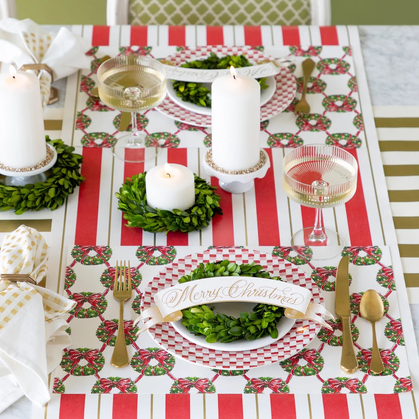 Holiday Wreath Lattice Placemat Pad