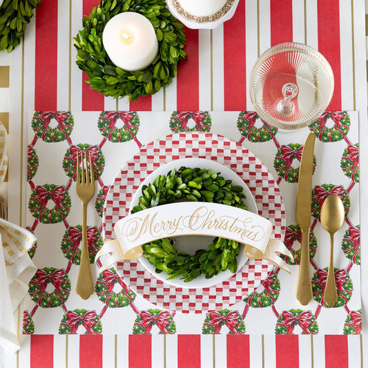 Holiday Wreath Lattice Placemat Pad