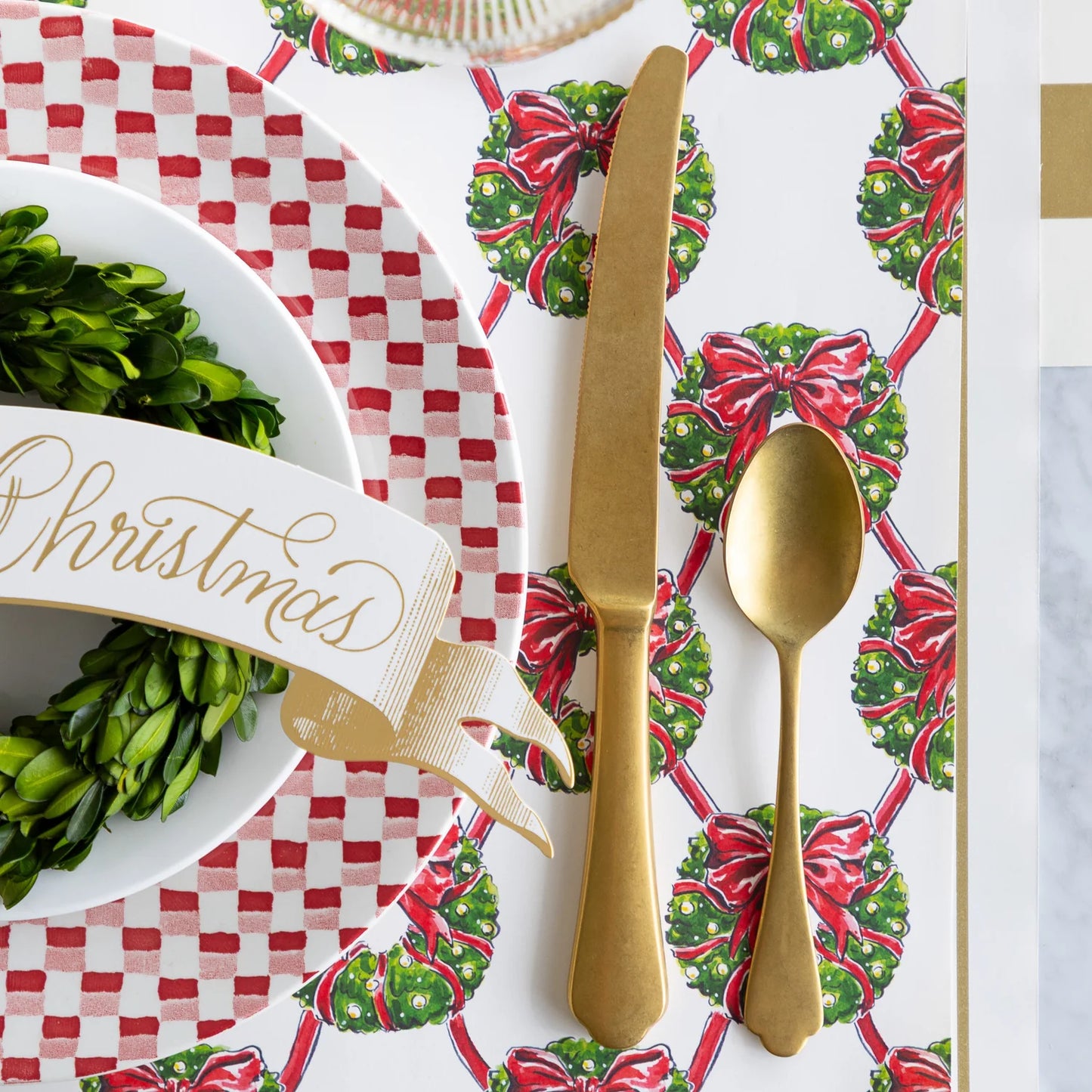 Holiday Wreath Lattice Placemat Pad
