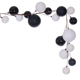 White and Black Branched Ball Ornament Garland