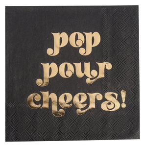 New Years Pop Pour Cheers Beverage Napkins