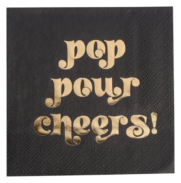 New Years Pop Pour Cheers Beverage Napkins