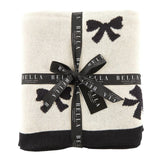 Cozy Throw - Ivory/Black Bows