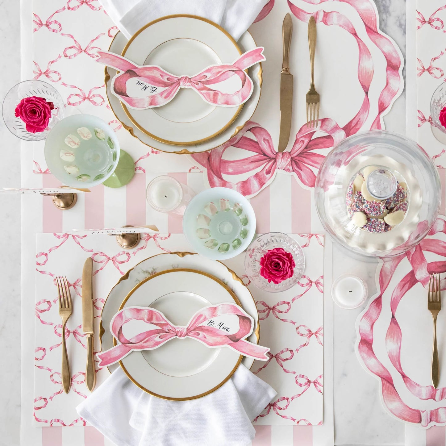 Pink Bow Lattice Placemats