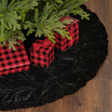 Plush Black Velvet Christmas Tree Skirt