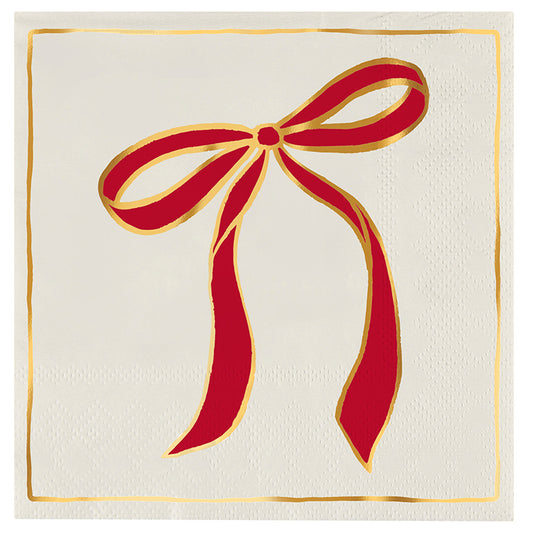 Red Bow Beverage Napkins