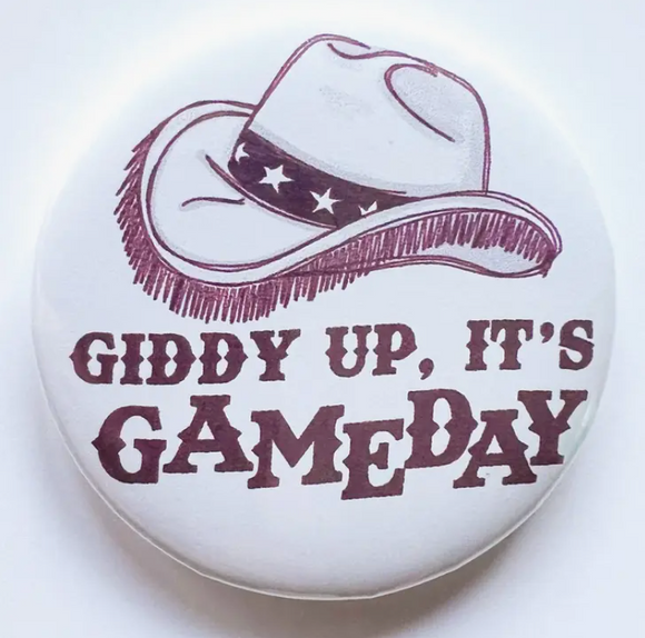 Giddy Up Button - Maroon