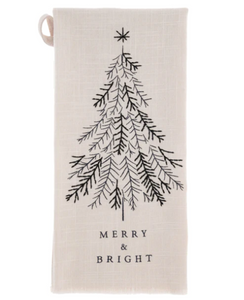 Embroidered Cotton Tea Towel - Christmas Tree