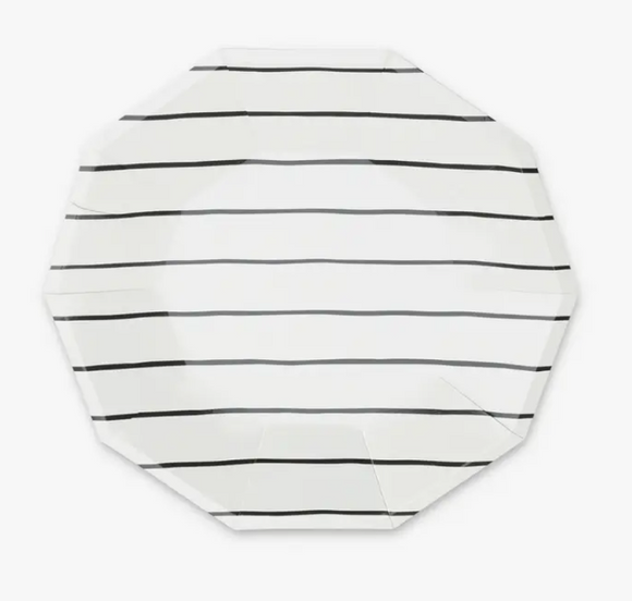 Frenchie Striped Ink Dinner Plates