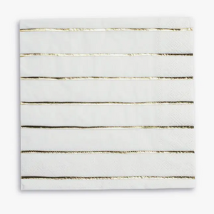 Frenchie Striped Gold Beverage Napkins