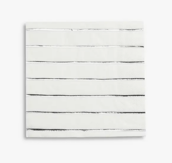 Frenchie Striped Silver Dinner Napkins