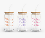 Sorority Stellar Stars Glass Cup w/ Lid & Straw