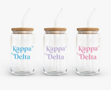 Sorority Stellar Stars Glass Cup w/ Lid & Straw