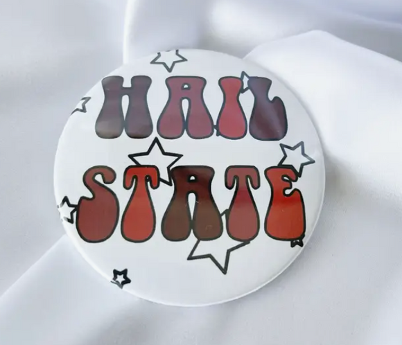 Hail State Bubble Letters Star Button