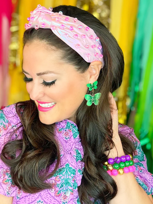 Hand Painted Butterfly Earrings - Kelly Green