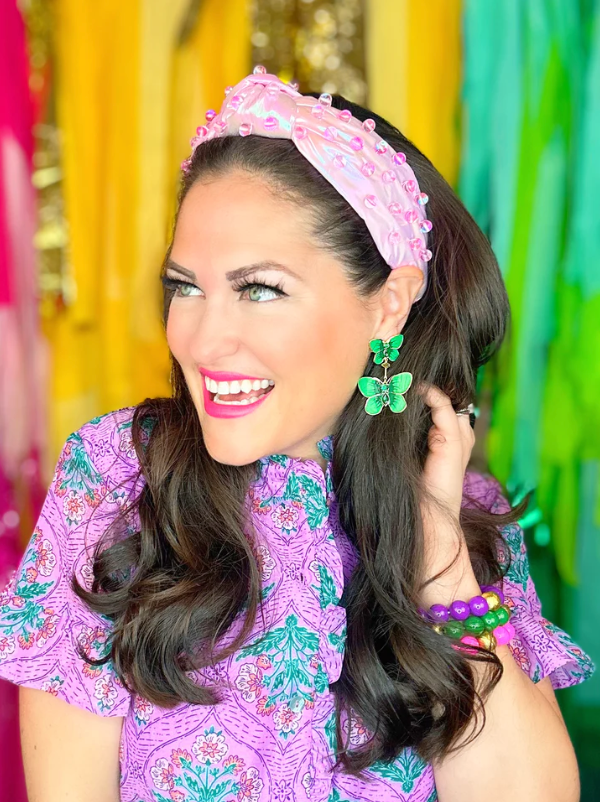 Hand Painted Butterfly Earrings - Kelly Green