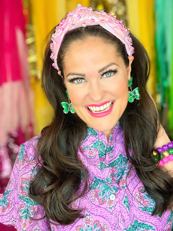 Hand Painted Butterfly Earrings - Kelly Green