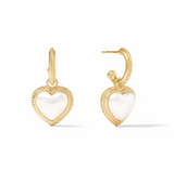 Heart Hoop & Charm Earrings - Gold/Pearl