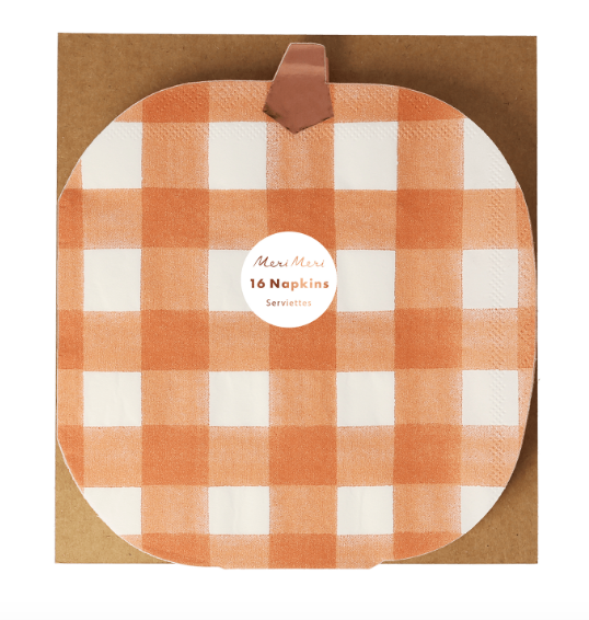 Gingham Pumpkin Diecut Napkins