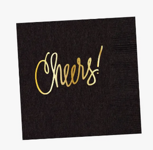 Black Cheers Beverage Napkins