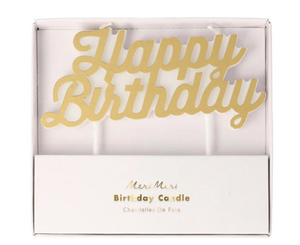 Gold Happy Birthday Candle