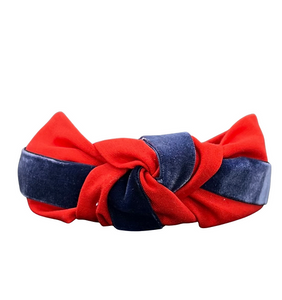 Navy & Red Velvet Headband