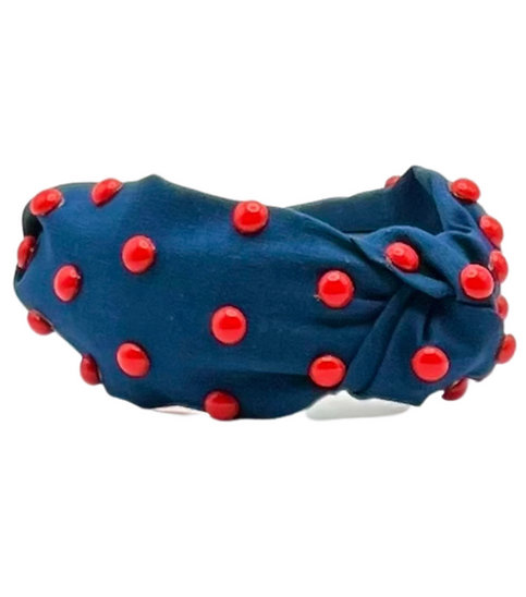 Navy & Red Stone Headband