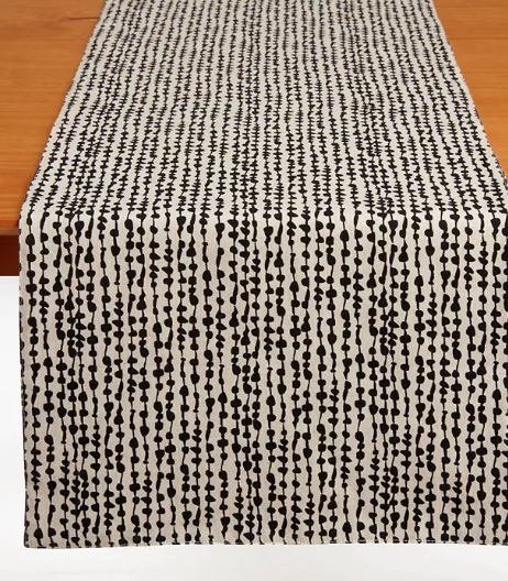 Black and White Slub Table Runner