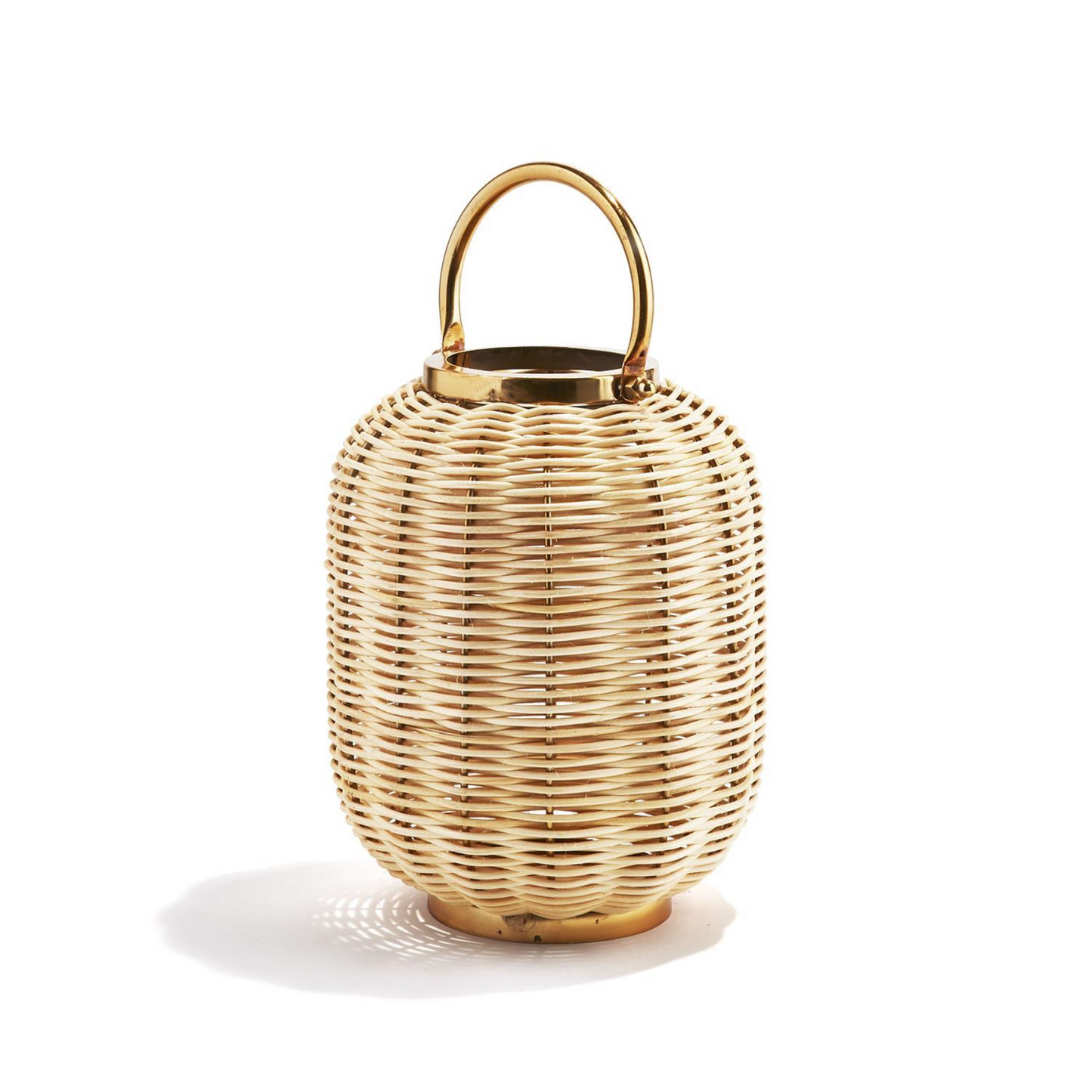 Bali Woven Cane Lantern w/ Metal Frame/Handle