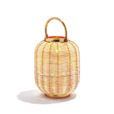 Bali Woven Cane Lantern w/ Metal Frame/Handle