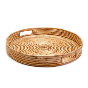 Cane Hand-Crafted Rounded Tray