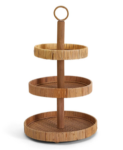 Adjustable 3-Tiered Hand-Crafted Rattan Centerpiece