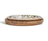 Naturally Floral Hand-Crafted Wood Round Tray