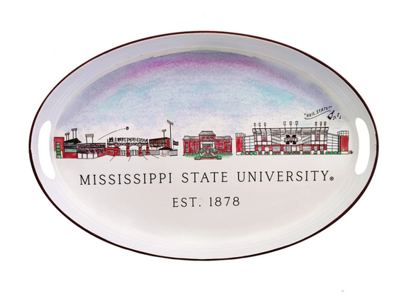 Mississippi State Skyline Oval Tray