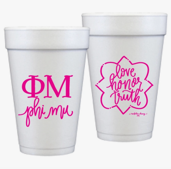 Phi Mu Styrofoam Cups