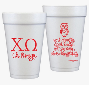 Chi Omega Styrofoam Cups