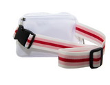 White Solid Belt Bag w/ Striped Strap