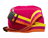 Hot Pink Solid Belt Bag w/ Striped Strap