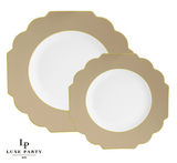 Scalloped Gold w/ White Plastic Side Plates