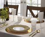 Scalloped Gold w/ White Plastic Side Plates