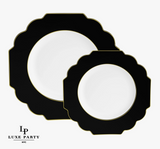 Scalloped Black w/ Gold Plastic Side Plates