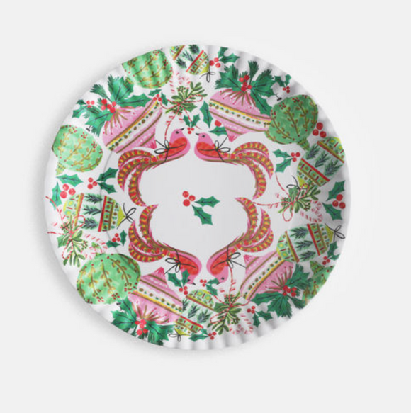 Bird Ornaments Melamine Platter