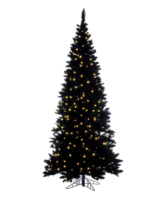 Flocked Black Artificial Pre-lit Christmas Tree