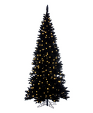 Flocked Black Artificial Pre-lit Christmas Tree