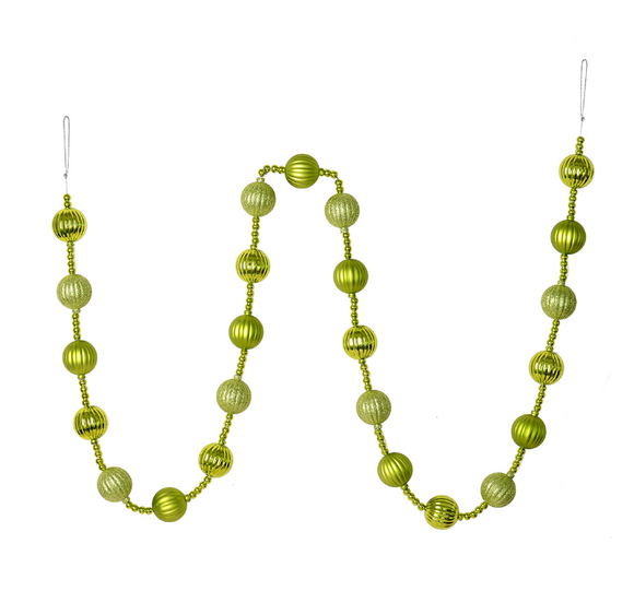 Lime Stripe Ball Ornament Garland