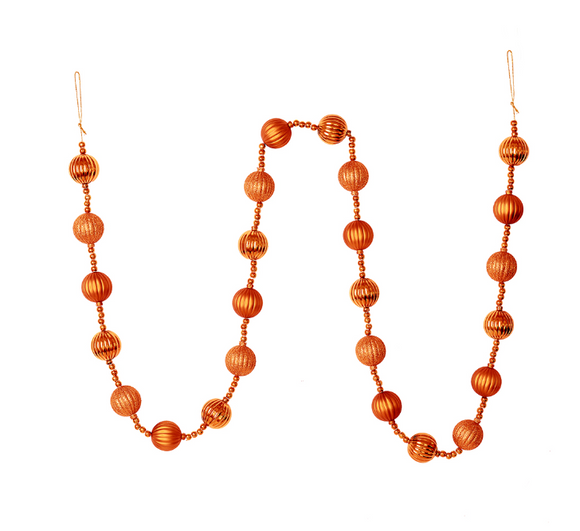 Burnt Orange Stripe Ball Ornament Garland