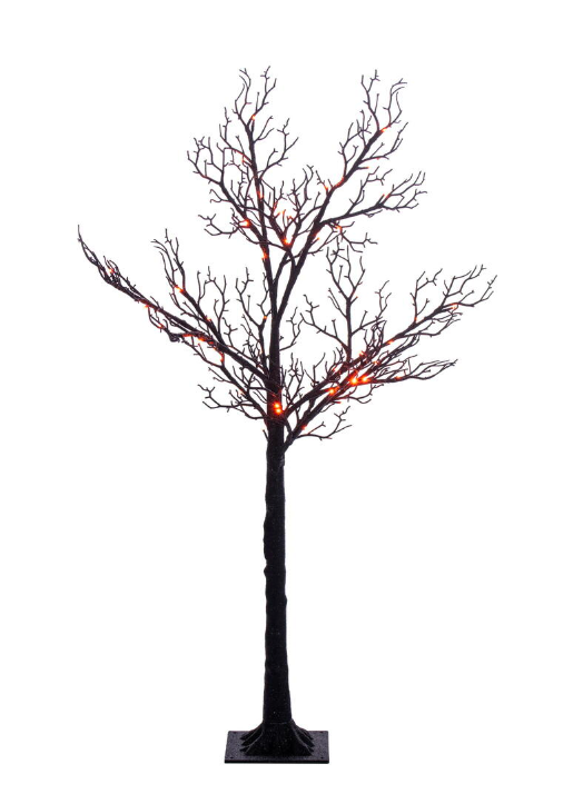 Black Twig Tree - Purple/Orange Lights 4'