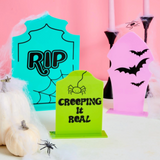 Acrylic Colorful Halloween Tombstones - Green/Blue